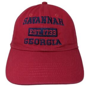Savannah Georgia Est. 1733 Slideback Baseball Cap Red One Size 6 Panel Newhattan